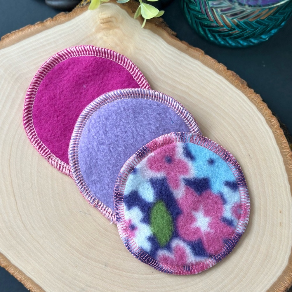 Ultrasound Fleece Reusable Facial Rounds Pads Set of 3